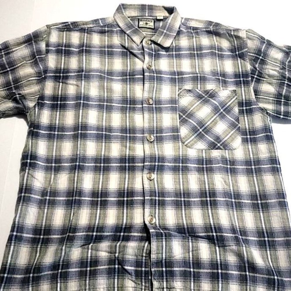 Bugle Boy Authentics 100% Cotton Large Plaid Button Down Shirt Original Legend